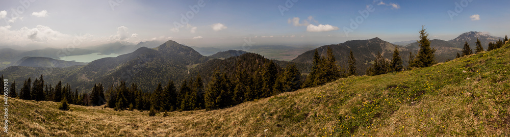 Mountain panorama from Hirschhoerndlkopf mountain, Bavaria, Germany