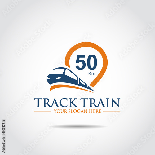 Track Train Logo Template with Sign. Vector Illustrator Eps.10