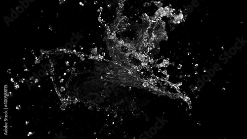 Water splash isolated on black background