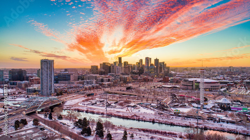 Denver, Colorado, USA Downtown Skyline Drone Aerial photo