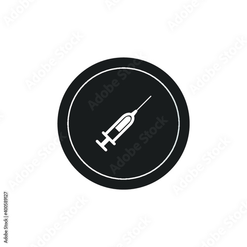  Syring icon in circle. Syring vector flat symbol on white background