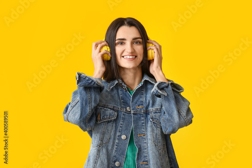Happy young woman with head...