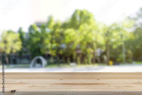 Wallpaper Mural Empty wooden board table in front of blurred background. Perspective brown wood over wind nature background - can be used mockup for display or montage your products. copy space. Torontodigital.ca