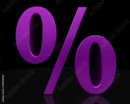 Percentage percent sign purple 3d