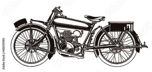 Classic motorcycle in side view