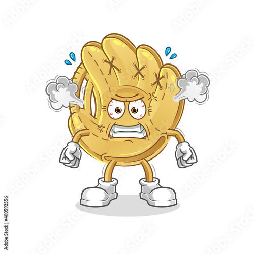 baseball glove very angry mascot. cartoon vector