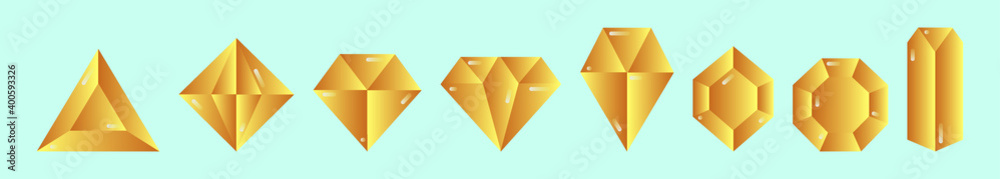 set of diamond cartoon icon design template with various models. vector illustration isolated on blue background set of diamond cartoon icon design template with various models. vector illustration isolated on blue background