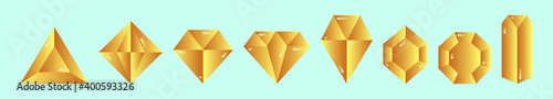 set of diamond cartoon icon design template with various models. vector illustration isolated on blue background