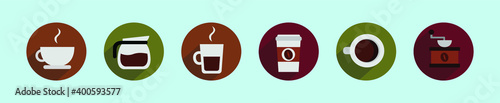 set of coffee cartoon icon design template with various models. vector illustration isolated on blue background