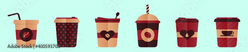 set of coffee cartoon icon design template with various models. vector illustration isolated on blue background