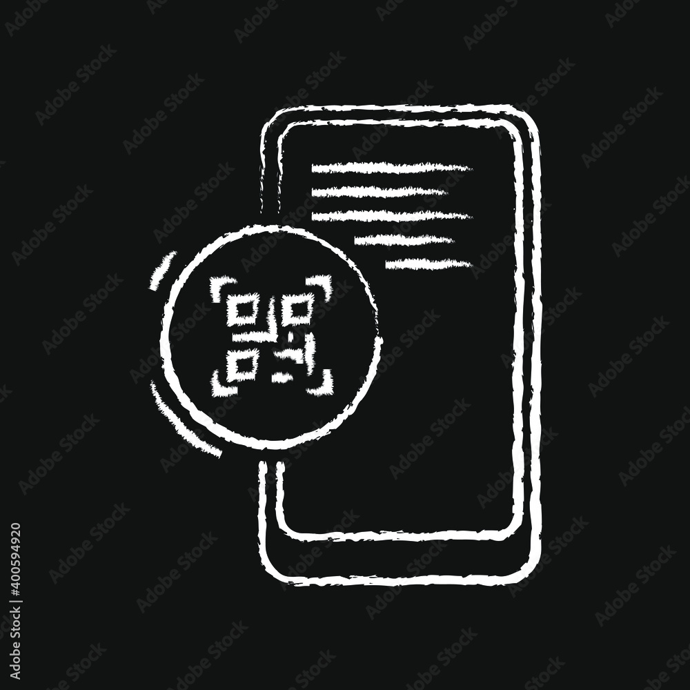 chalk icon, mobile application, QR code reading chalk icon, mobile application, QR code reading