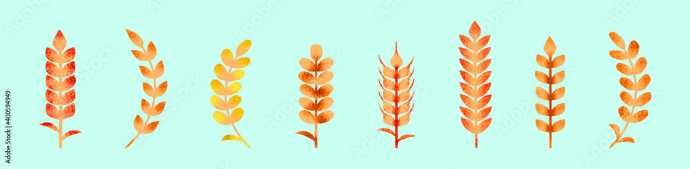set of rice logo cartoon icon design template with various models. vector illustration isolated on blue background set of rice logo cartoon icon design template with various models. vector illustration isolated on blue background