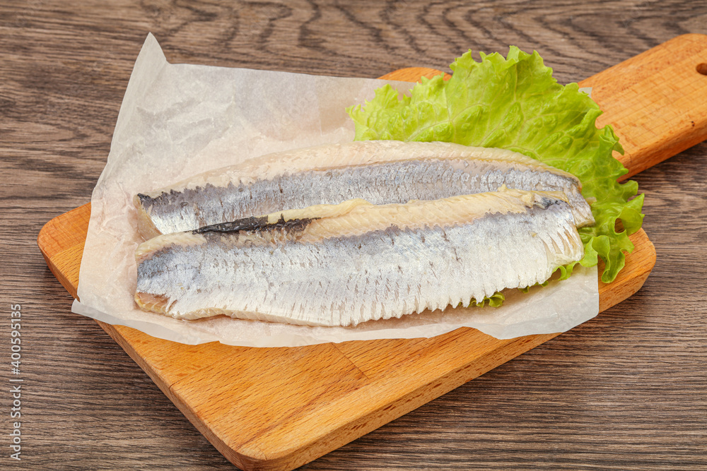 Herring fillet with salad leaves Herring fillet with salad leaves