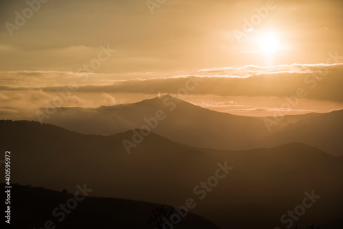 sun setting at sunset in the Alpujarra