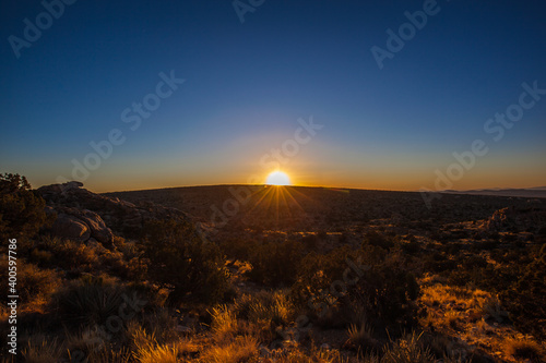 Sunset in the Mojave National Preserve, located in the Mojave Desert of San Bernardino County, California, photo