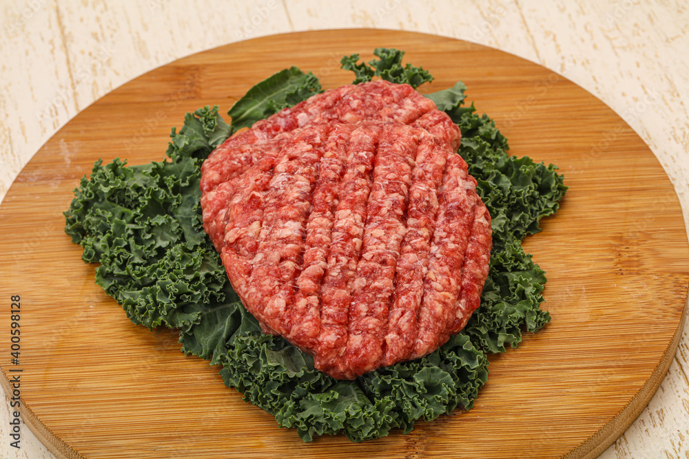 Raw beef burger cutlet for cooking Raw beef burger cutlet for cooking
