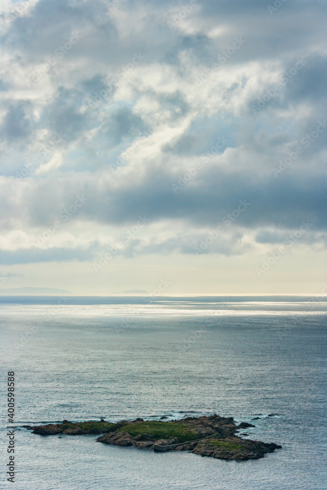 Cliff on the Galician coast of Coruña facing the Atlantic sea