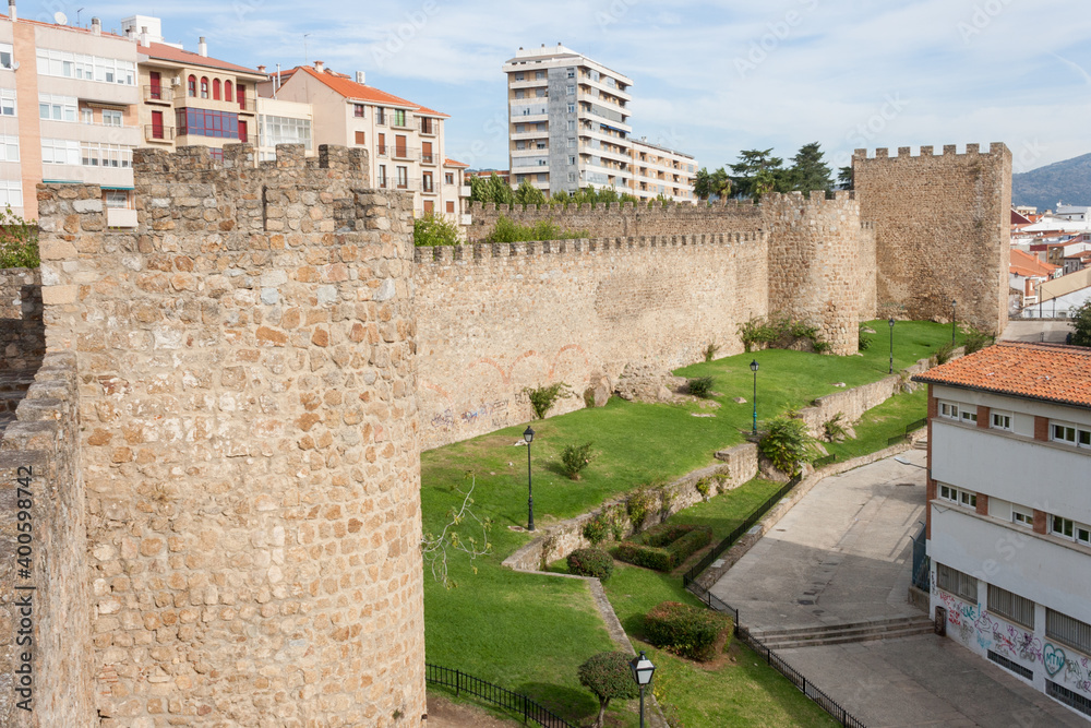 Medieval stone wall that surrounds the city of Plasencia