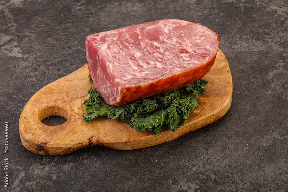 Beef ham piece over board