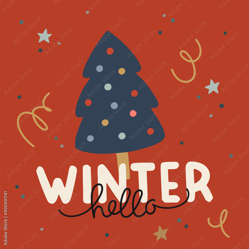 Christmas print with hand drawn lettering. Christmas print with hand drawn lettering.