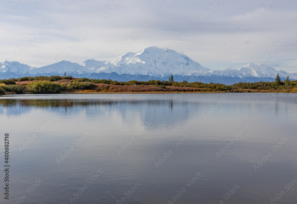 Naklejka premium Scenic Denali National Park Reflection Landscape in Autumn