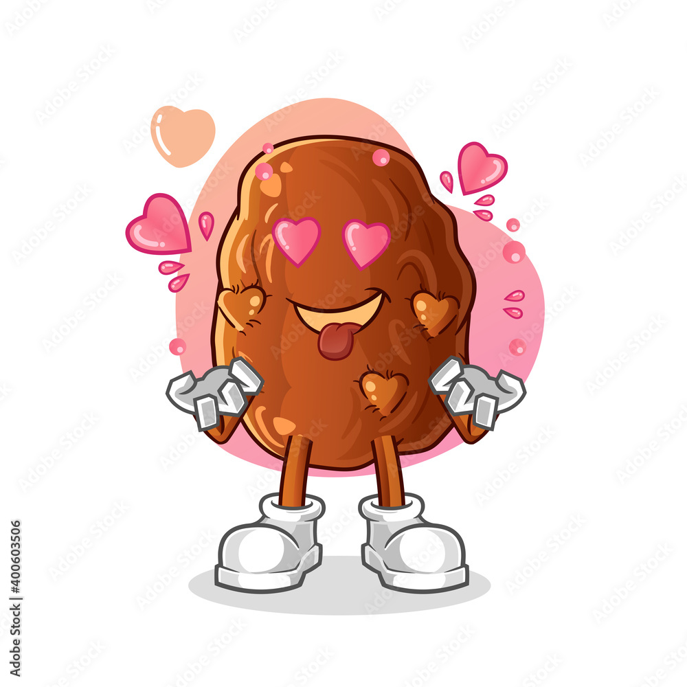 date fruit fallin love vector. cartoon character date fruit fallin love vector. cartoon character