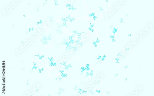 Light Blue, Green vector doodle pattern with branches.