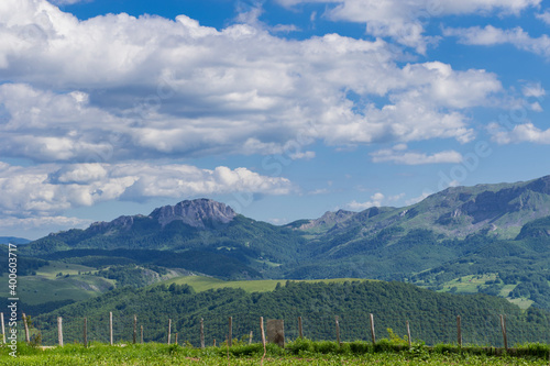 landscape with mountains and clouds