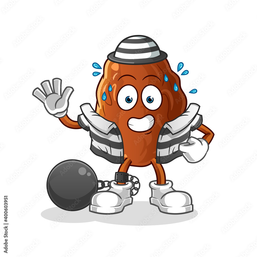 Obraz premium date fruit criminal vector. cartoon character