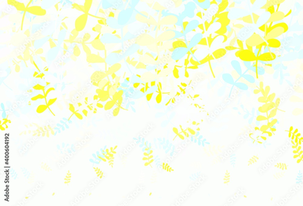 Light Blue, Yellow vector natural artwork with leaves. Light Blue, Yellow vector natural artwork with leaves.