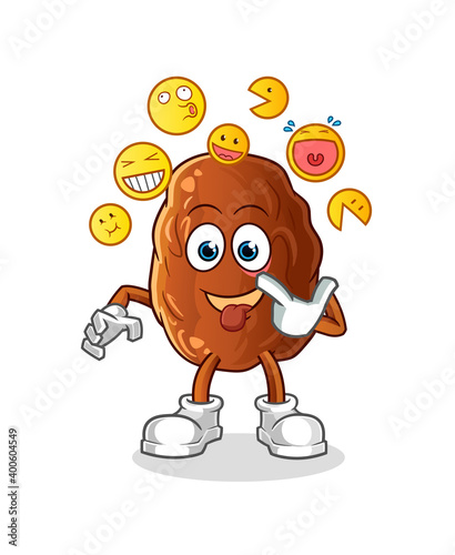date fruit laugh and mock character. cartoon mascot vector