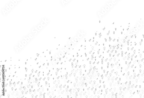 Light silver, gray vector texture with male, female icons.