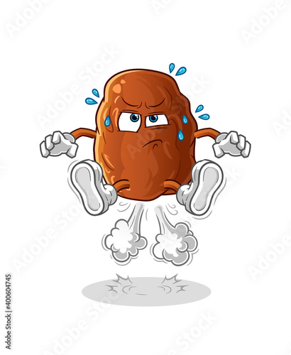 date fruit fart jumping illustration. character vector