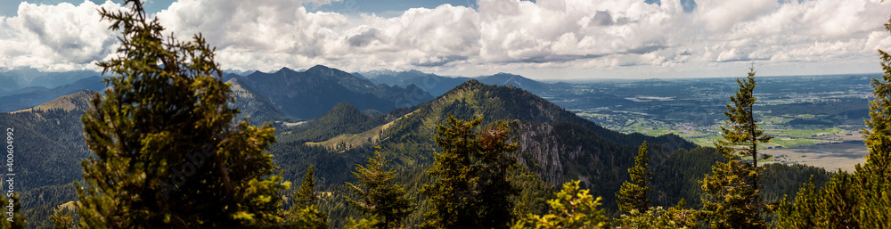 Mountain panorama from Benediktenwand mountain in Bavaria, Germany