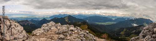 Panorama view on top of Kampenwand mountain in Bavaria, Germany