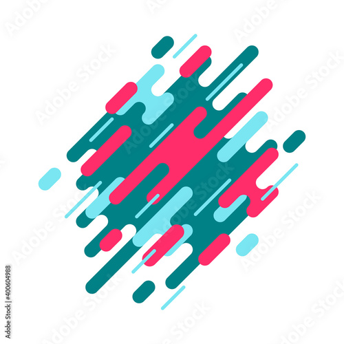 Obraz na płótnie Abstract geometric background with various rounded linear stripes. Modern dynamic composition in diagonal rhythm. Eps 10 vector illustration in bright trendy colors. w salonie