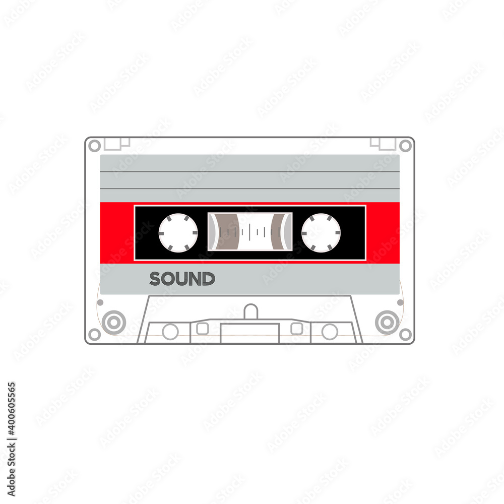 Obraz premium An old styled cassette, side A , side B red white
