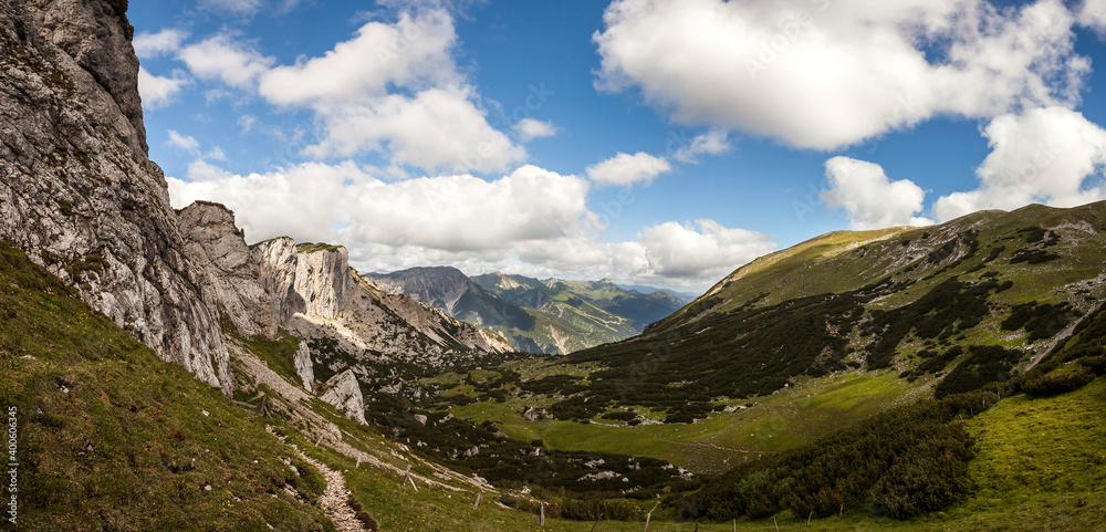 Naklejka premium Mountain panorama from Rofanspitze mountain, Rofan, Tyrol, Austria