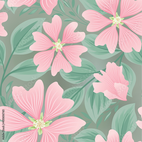 Flower seamless summer pattern. Floral garden tile background. Holiday stylish wallpaper with flowers © Terriana
