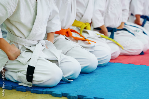 Фотография Kids training on karate-do