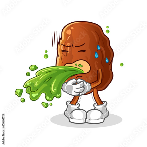 date fruit throw up cartoon. cartoon mascot vector