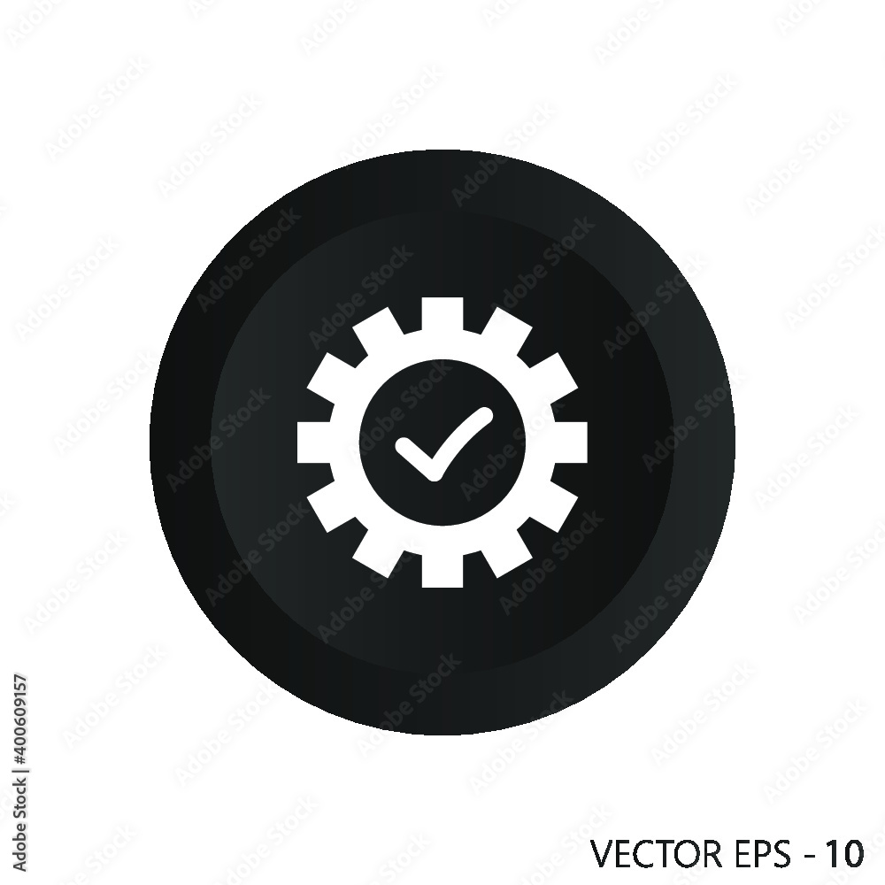 Execution icon in black circle. Execution vector flat symbol on white background Execution icon in black circle. Execution vector flat symbol on white background
