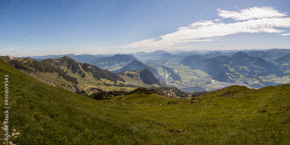 Mountain panorama from Vorderes Sonnwendjoch mountain, Rofan, Tyrol, Austria