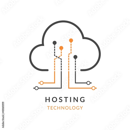 Hosting technology cloud logo icon. Template design for database company, web or mobile app.