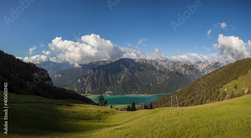 Mountain panorama view to Achensee lake, Tyrol, Austria