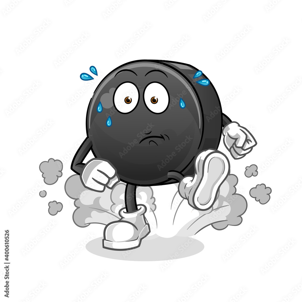 Fototapeta premium Hockey puck running illustration. character vector