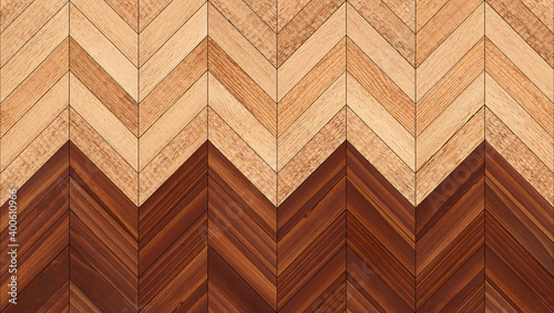 Brown wooden wall with chevron pattern. Wood texture. Wooden planks.