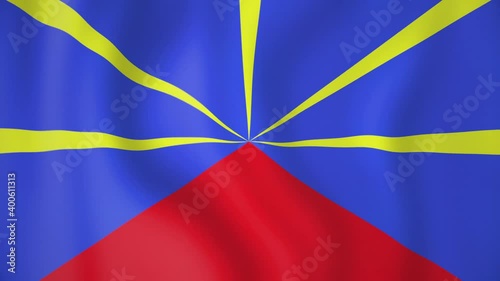 Reunion animated flag. Seamless loop. 4K