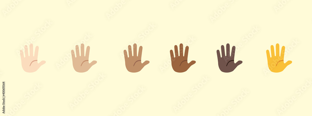 Fototapeta premium Raising hand emoji gesture vector isolated icon illustration. Open hand gesture icon