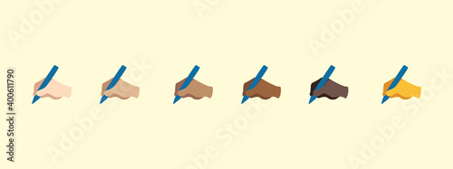 Writing hand emoji gesture vector isolated icon illustration. Writing hand gesture icon